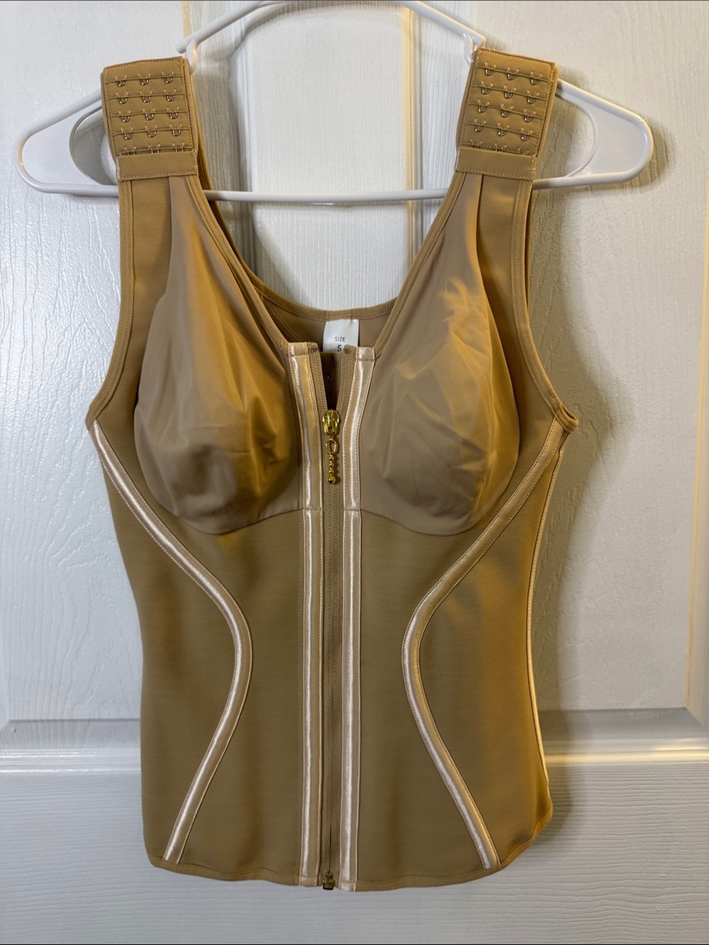 Front-Zip Shapewear Tank in Tan